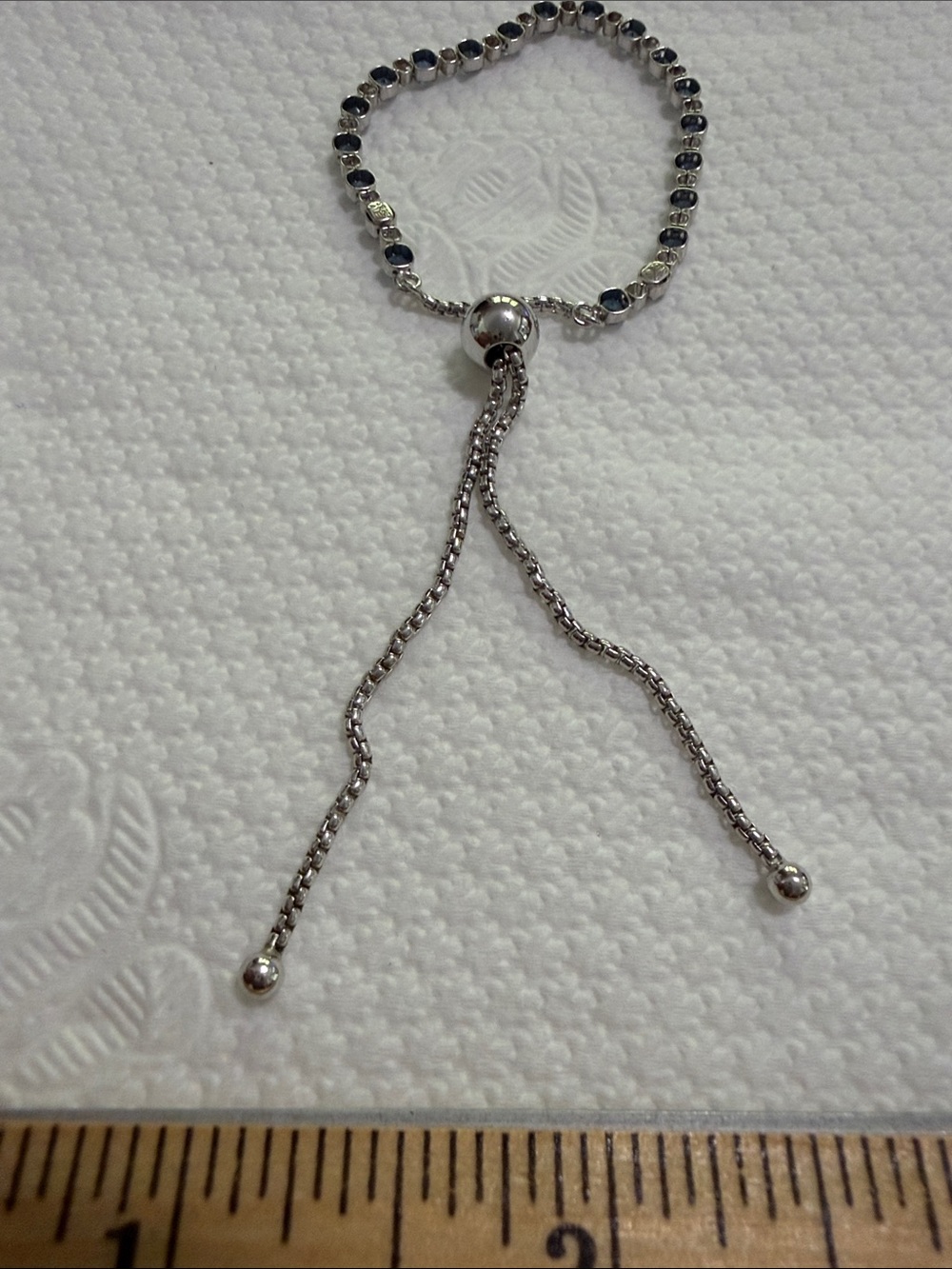 Pandora Adjustable Silver .925 Blue Crystal Slider Bracelet